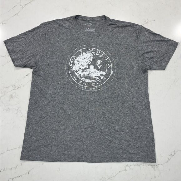 Magnolia XL Market Farm Graphic Waco Texas Gray Short Sleeve T Shirt EUC - Picture 1 of 5